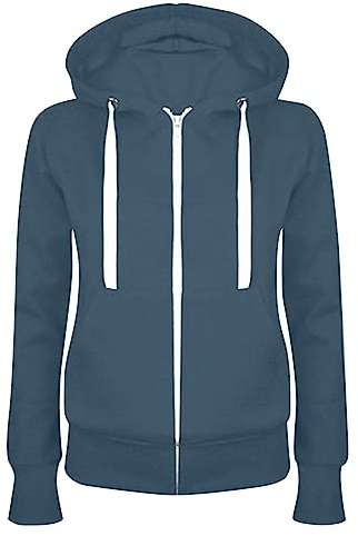 Masrin Sweatjacke Damen Full Zip Übergangsjacke Einfarbig Hoodie Sweatshirt Mantel Leicht taillierte College Jacke mit Kapuze Baumwolle Sportjacke Trainingsjacke Sweatshirtjacke Kapuzenjacke