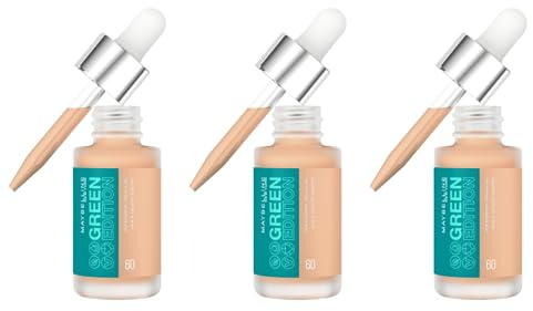 3 x Maybelline New York Green Edition Superdrop Tinted Oil Foundation 20ml - Shade 60