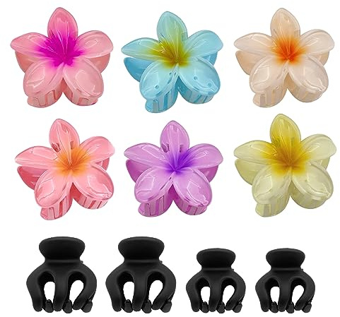 Collenatsy Lot de 6 pinces à cheveux en forme de fleurs pour cheveux épais et fins - 4 mini pinces à cheveux noires