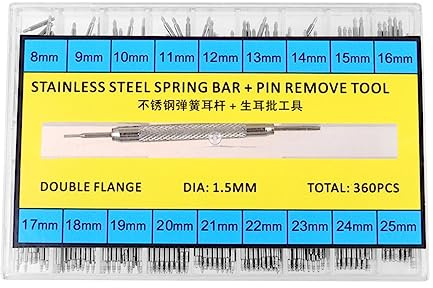 Uonlytech 216 Stück Edelstahluhr werkzeugtasche Armband Reparatur von Uhrenbändern Federsteg beobachten Nicht magnetische Federstege Suite Gurt Federleiste Verbindungsstift Anschauen