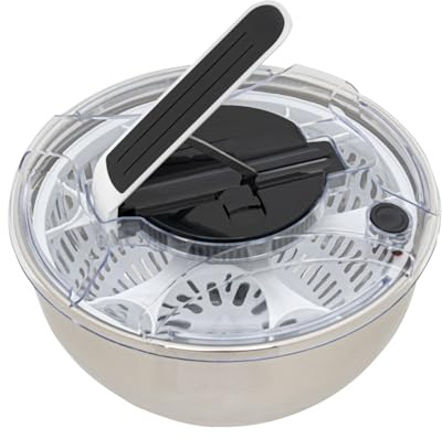 Salad Spinner Stainless Steel with Colander Basket, Handle and Lid, Quick Dry Design, Easy Drain System, Non-Slip Base, 3.5litre Lettuce Spinner Fruits Vegetable Washer Dryer