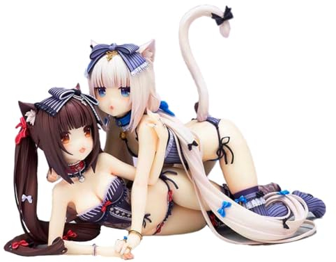 Ldruieu 2pcs NEKOPARA Anime Figuren Sexy Bademode Chocola/Vanilla Figur 13cm PVC Actionfiguren Sammlerstück Anime Statue Desktop Dekoration Geschenk für Anime Fans