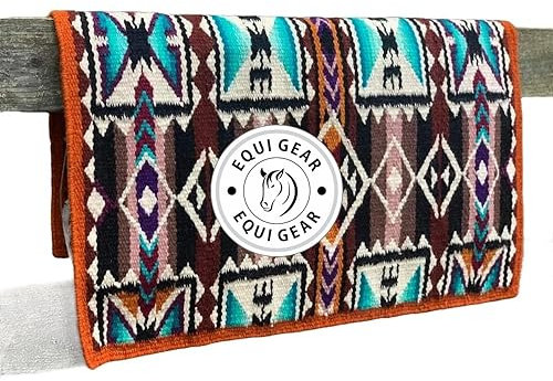 EQUIGEAR Western Show Horse Satteldecke aus neuseeländischer Wolle, Western-Design, handgefertigte Satteldecke, Wollpolster, Sensor Flex (Anpassung möglich), WZ80 (34x38)