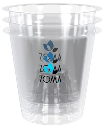 ZOMA - Set mit 3 transparenten Orchideen-Töpfen mit erhöhtem Boden, Plastik-Orchideentöpfe mit Belüftungslöchern, perfekt für die Pflege von Orchideen, hochwertiger transparenter Topf - Ø 9 cm