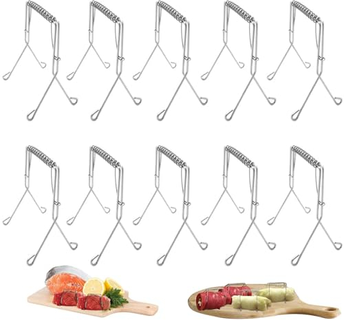 10 pinzas de acero inoxidable reutilizables, pinzas para rollos de carbón, como alternativa perfecta a las agujas de enrutador o brochetas para rouladenspieße