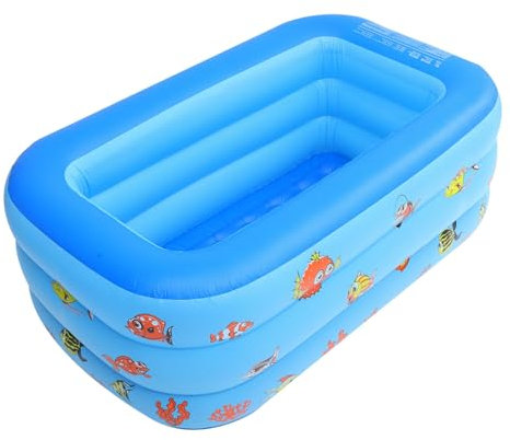 ibasenice Piscina Gonfiabile Per Ragazzo 130 Cm Vasca Da Bagno Gonfiabile Blu Ad Per Giocattolo Da Piscina Per Divertimento a Casa e Interazione Genitore-figlio