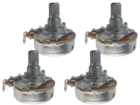 FLEOR 4 Stück A250K Audio-Kegelpotentiometer in voller Größe Gitarre Tone Volume Control Potis mit Bajonett L15mm Kurze gerändelte Split-Welle