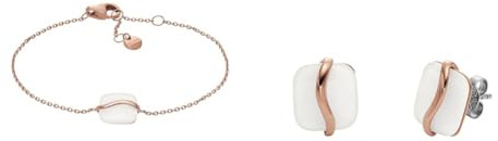 Skagen Damenarmband und Ohrringe Sofie Sea Glass, Roségold Edelstahl, Set
