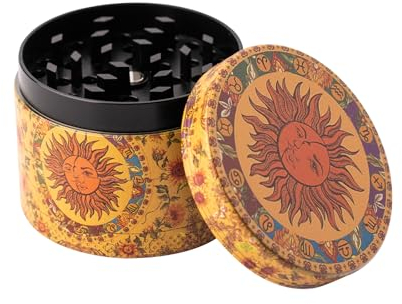 ZYDYRX 50 mm Molinillo Polen Grinder Hierbas Molinillo Hierbas Vintage Grinder Metal Para Especias Hierbas Polen Vainilla Con Rascador de Polen Amarillo