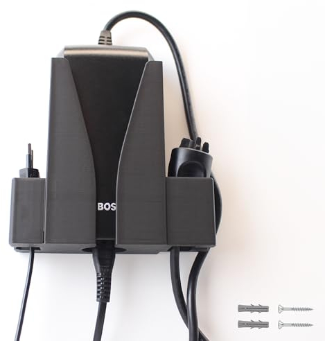 Naturalspring Charger holder for Bosch e-bike, BPC3400 model, includes mounting material, 2 x screws, 2 x dowels, stable wall mounting, order and design, secure hold, compact storage (4A)