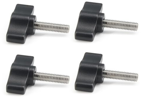 Befenybay 4 Stück M6 x 18mm Rändelschraube Edelstahl Metrisches Gewinde Schwarz Aluminium Knopf