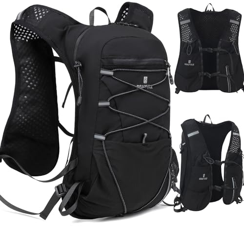 BBAIYULE® Gilet de course à dos avec rangement (uniquement sac à dos sans vessie), sac à dos d'hydratation, sac à dos pour course de marathon, jogging, cyclisme, randonnée