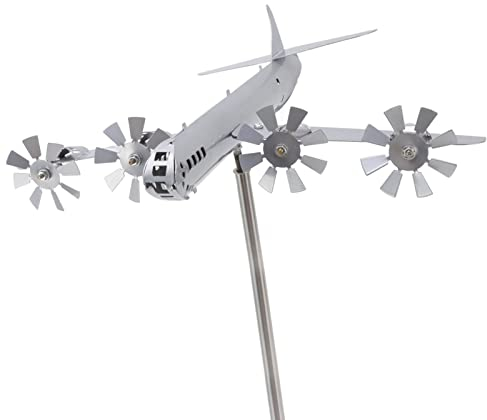Flugzeug-Windskulptur, Edelstahl, Flugzeug-Windmühle, Drehbar, Gartendekoration