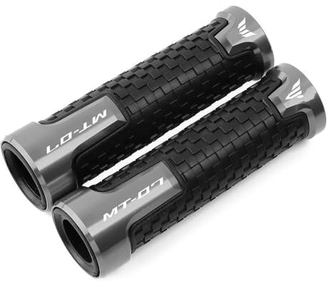 ASDRDDARF Motorrad Hand Griffe Lenkergriffe Für Y&AMAHA MT07 MT 07 MT-07 2014-2023 Motorrad-Lenkergriffe CNC PVC-Lenker Gummigelgriffe Motocross-Griff Handgriffe(Titanium)