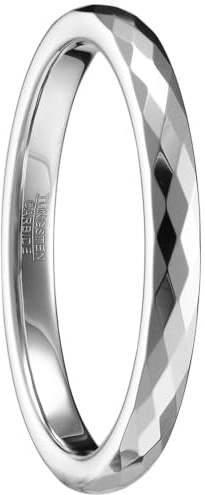 083BASE Ringe Damen/Herren Silber 2mm breit Kuppelform und Comfort Fit Design Stein Unisex Wolfram Ringe für