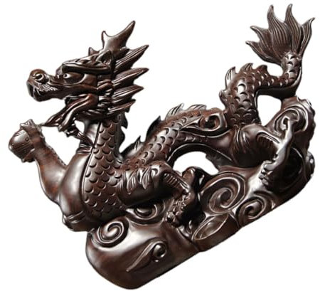 MUSISALY Holz Drache Statue Chinesische Drachenfigur Als Tischdeko Für Wohlstand Und Kreativität Büro Und Zuhause Rotes Holz Einzigartiges Design Langlebig