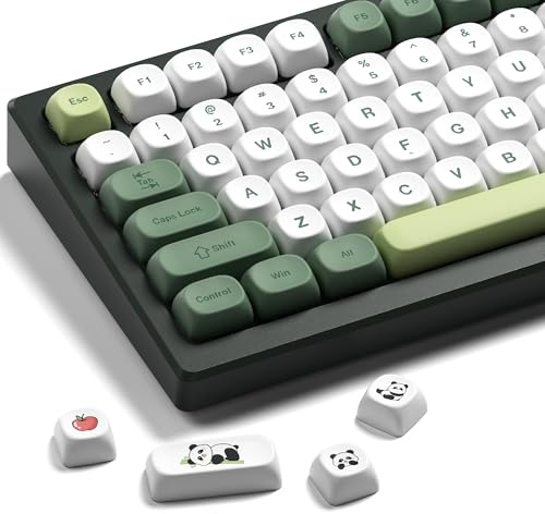 XVX MOA Profile Matcha Panda PBT Dye-Sub Keycaps Set, 143-Key Green & Creamy Keycaps for Mechanical Keyboards (Compatible with 61/64/68/84/87/100/104/108 Cherry MX Switches)