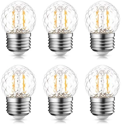 LIGHBIB E27 Base 1W Bombillas Led De Lámpara De Noche De Bajo Vatio En Forma De Diamante Regulable Blanco Cálido 2700K 110V 220V G40 Bombilla De Cadena,E26 110V 1w,Atenuador De Soporte: 6 Piezas