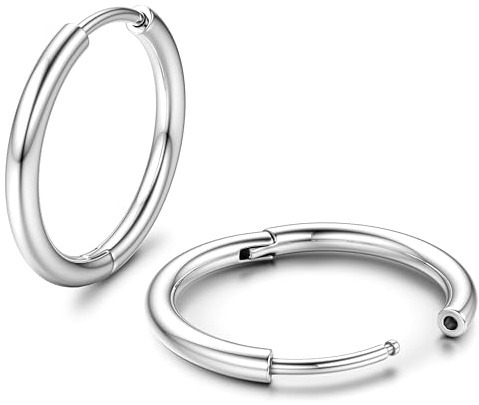 JeweBella G23 Implant Grade Titanium Earrings Helix Hoop Hypoallergenic 18G