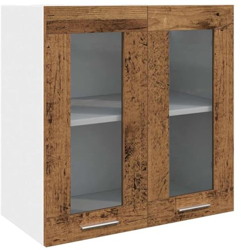 vidaXL Küchen-Wandschrank Lyon mit Glastüren Altholz-Optik 60x31x60 cm