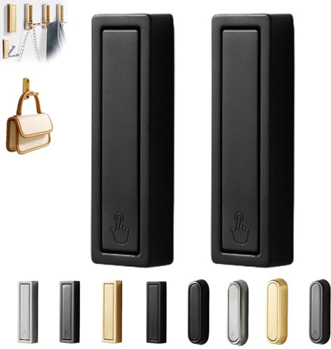Faltbare Wandhaken, schwere goldene Zinklegierung Faltbare Flip-Down Kleiderhaken zum Aufhängen, Moderne minimalistische Wandbefestigung, Schwebender Aufhänger Schutzhaken (2 Stück, Schwarz-A)