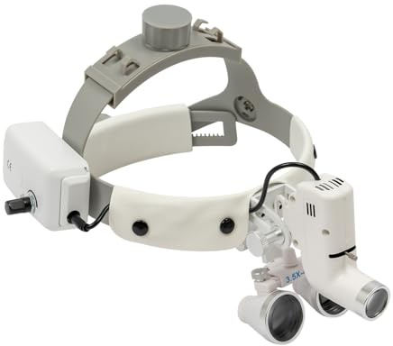 3.5X Dimmbare Medizinische Dental Chirurgisch Lupenbrille Kopflampe Stirnband Kopfbandlupe Binokularlupe Zahnmedizinische Chirurgische Binokularlupen Scheinwerfer Loupes Magnifier Kopflupe Weiß