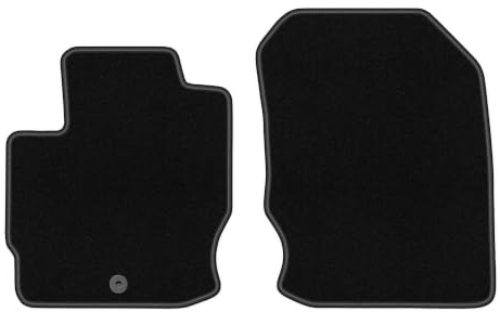 Velours-Fußmatten vorne passend für Mitsubishi Colt VII 2008-2012, Schwarz | passend für Schrägheck (ohne hintere Lüftungsdüsen); dünner Velours-Teppich (Polypropylen), ca. 4 mm