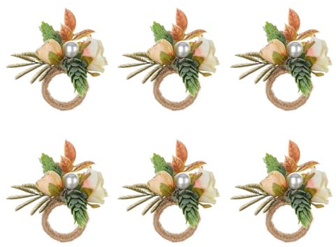 AMISENK 6 Stück Einzigartige Blumen Serviettenhalter Tischringe Blumen Themenhalter Für Die Schaffung Bezaubernder Esszimmer Atmosphären Handgefertigtes Set