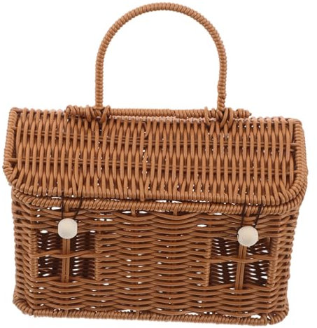 FOMIYES Geflochtener Picknickkorb Mit Griff Dekorative Aufbewahrungsbox Klein Handgewebter Korb Für Tisch Oder Schreibtisch Als Geschenkebox Oder Organizer