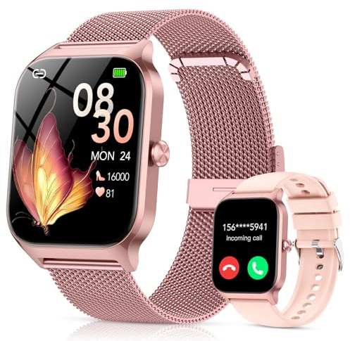 Smartwatch Damen mit Telefonfunktion, 1.85'' Zoll HD Fitnessuhr, Smart Watch 200+Sportmodi Fitness Tracker mit Herzfrequenz/Spo2/Schrittzähler/Schlafmonitor, IP68 Wasserdicht Sportuhr für iOS Android