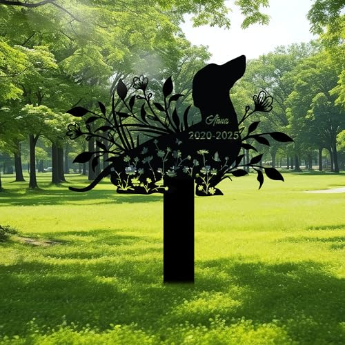 Grabstein Hund für Draußen Personalisiert, Tier Grabstein Hund, Grabsteine Für Haustiere Hund Metall Gedenksteine für Den Garten Grabdekoration Andenken an Den Hund Gedenkstein Katz Gedenkstätten