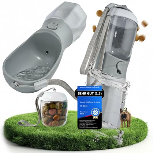 Hundetrinkflasche 300 ml – 3-in-1 Wasserflasche für Hunde mit Napf & Rücklauffunktion – BPA-frei, 100% auslaufsicher – Für kleine Hunde – Ideal für Spaziergänge, Reisen, Wandern & Autofahrten
