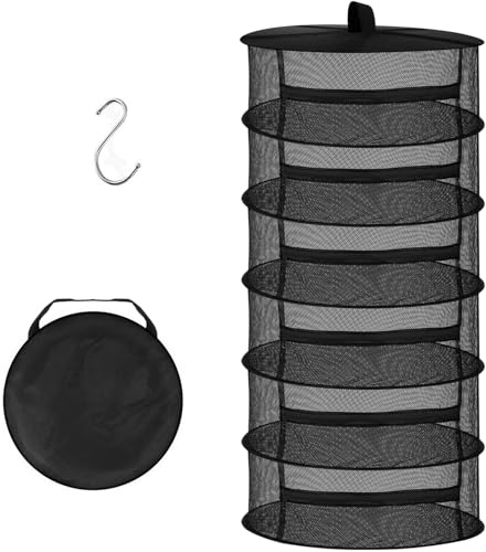 Desy & Feeci Tockennetz Kräuter 6-lagiger Hängendes Kräuter Trockengestell Trockennetz mit Reißverschlüssen, Schwarz, 60x120cm