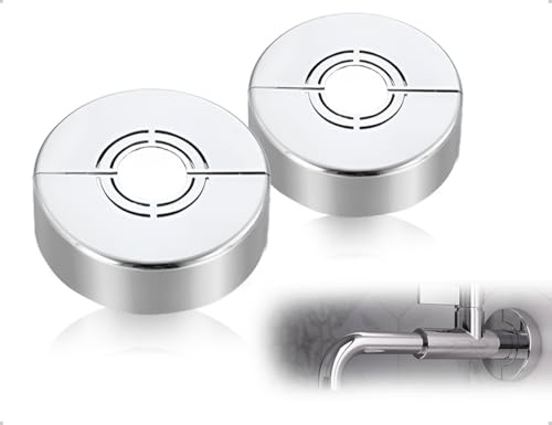 Emezddo 2 Stück Heizungsrohr Rosette,3 Größen in 1 Abnehmbar Duscharmatur Abdeckrosette,Geteilt Wasserhahn Duschzubehör,verwendet für Küche von Dekorationslöchern(Silber)