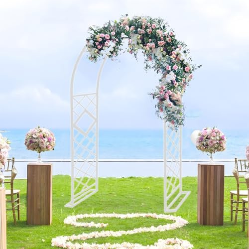 Arche de support en métal étanche pour plantes grimpantes - Pour mariage, jardin, extérieur, 1,4 m x 2,2 m - Blanc - Décoration de jardin - Arche de portail décorative
