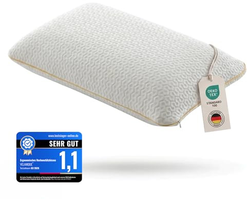 VELANIQUE® Air Comfort Flow+, Orthopädisches Nackenstützkissen, Visco Kissen, Memory Foam Kopfkissen, ergonomisch, perforiert, atmungsaktiv, Frischer Schlafkomfort, Memory Schaum Kissen 15 cm hoch