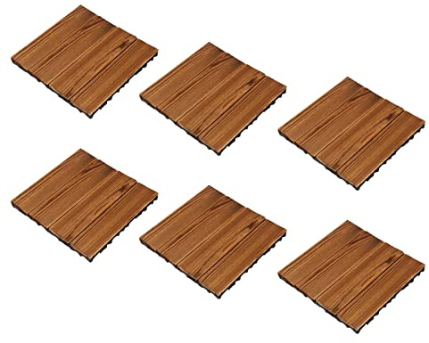 AKLOSIPY 10PCS Pine Wooden Floor Blocks for Outdoor Use - Splicing Tiles for Balcony and Terrace