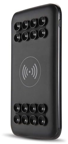 Wireless Charger Power Bank, 10000Mah Portable External Battery Pack with Dual USB And Suction Cup Compatible with Iphone XS/XR And All Qi-Enabled Devices,Black