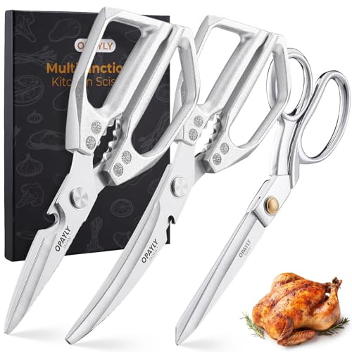 3PCS Heavy Duty Kitchen Scissors Set All Purpose - Stainless Steel Scissors Meat Scissors Dishwasher Safe Japanese Cooking Scissor for Food Paired with household tailor shears Gifts for Men Women