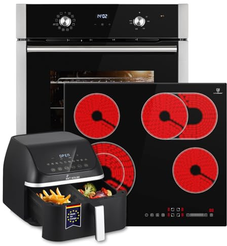 KKT KOLBE Set de cocina autosuficiente | 60 cm horno empotrado BO8810SS | 59 cm placa de cocción CH5901RL | freidora de aire caliente | parrilla | aire caliente | extractores telescópicos | seguridad