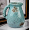 Hochwertiger Krug hellblau glasiert im Used Look Keramik jedes EIN Unikat Rost Dekovase Bodenvase Vase Dekoration Tischvase 23,5 x 22 x 17 cm