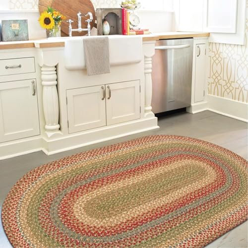 Azalea mehrfarbiger ovaler geflochtener Teppich, Jute, 68,6 x 114,3 cm, perfekte Landhausdekoration für Eingangsbereich, Küche, überall