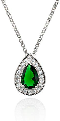 namana Collar Mujer con Colgante de Gota, Collar Pera Engastado con Circonitas de Colores, Cadena y Colgante Mujer con Piedra Gota de Color, Collares Mujer con Caja de Regalo