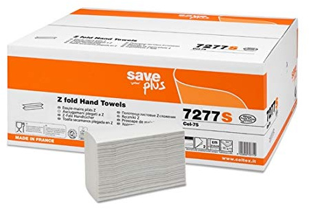 Papier essuie-mains lingettes pliées Z pour distributeur 2 plis 21,5 x 24 cm 3000