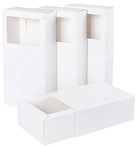 BENECREAT 20 Pack Kraftpapier Schubladenbox 11.3x8.3x4.5cm Weißer Seifenschmuck Kleine Geschenkboxen zum Verpacken von Geschenken, Weihnachten, Hochzeit, Partyartikel, Gewerbe