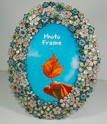 Großer ovaler Bilderrahmen mit Blumenmuster