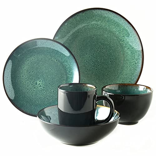 Brigtviee Service de Table en Céramique, 10 Pièces pour 2 Personnes, Service de Vaisselle en Porcelaine Style Moderne, Service de Table Complet avec Assiettes Plates, Assiettes à Dessert, Bol et Mug