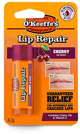 O'Keeffe's Lip Repair Cherry, 4.2g – For Extremely Dry, Cracked Lips | With Cherry & Vitamin E Oil, Provides All Day Hydration