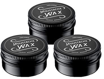 Charlemagne Moustache Wax - 3x 15 ml, starker Halt, Lederduft - Bartwichse Schnurrbart Wachs mit echtem Bienenwachs - Schnurrbart Styling Wax Set für starken Halt - Bartpflege - Made in Germany