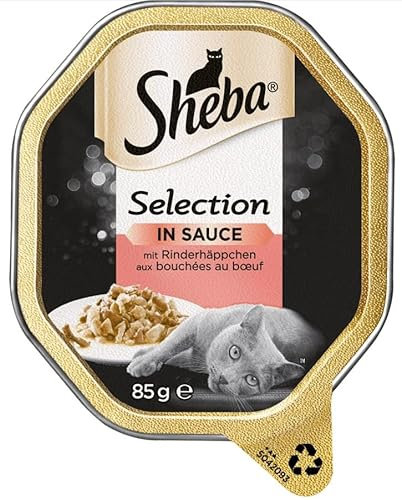 Sheba Selection in Sauce mit Rinderhäppchen Schale 11 x 85g Natürliches und hochwertiges Katzen Nassfutter
